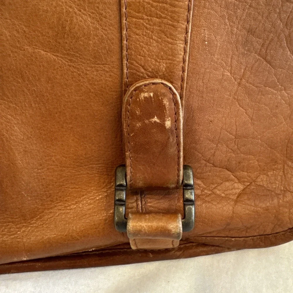 Vintage Geoffrey Beene GB Leather Messenger College Carry On Travel Briefcase